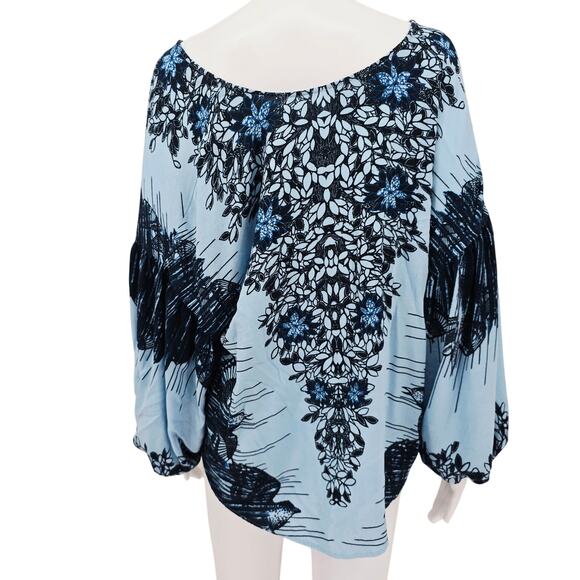 Free People Birds of a Feather Oversized Boho Top Blue L - Picture 2 of 7